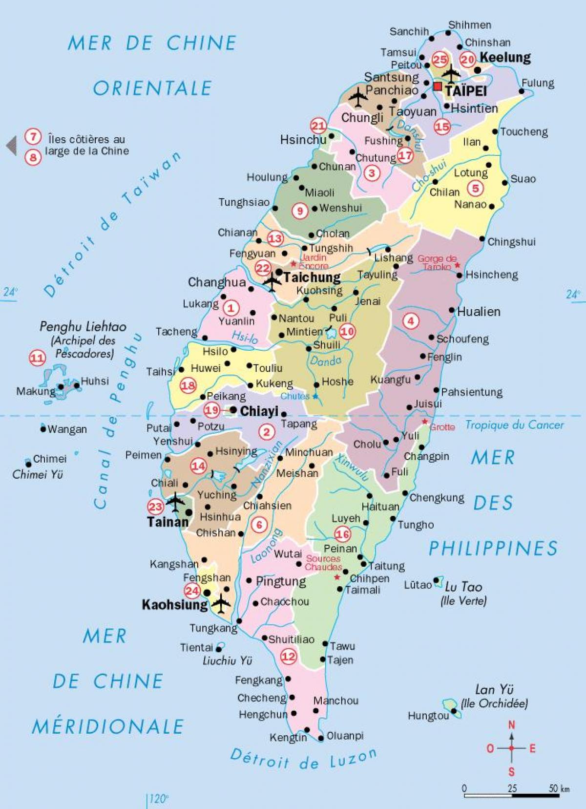 kart over Taiwan byer