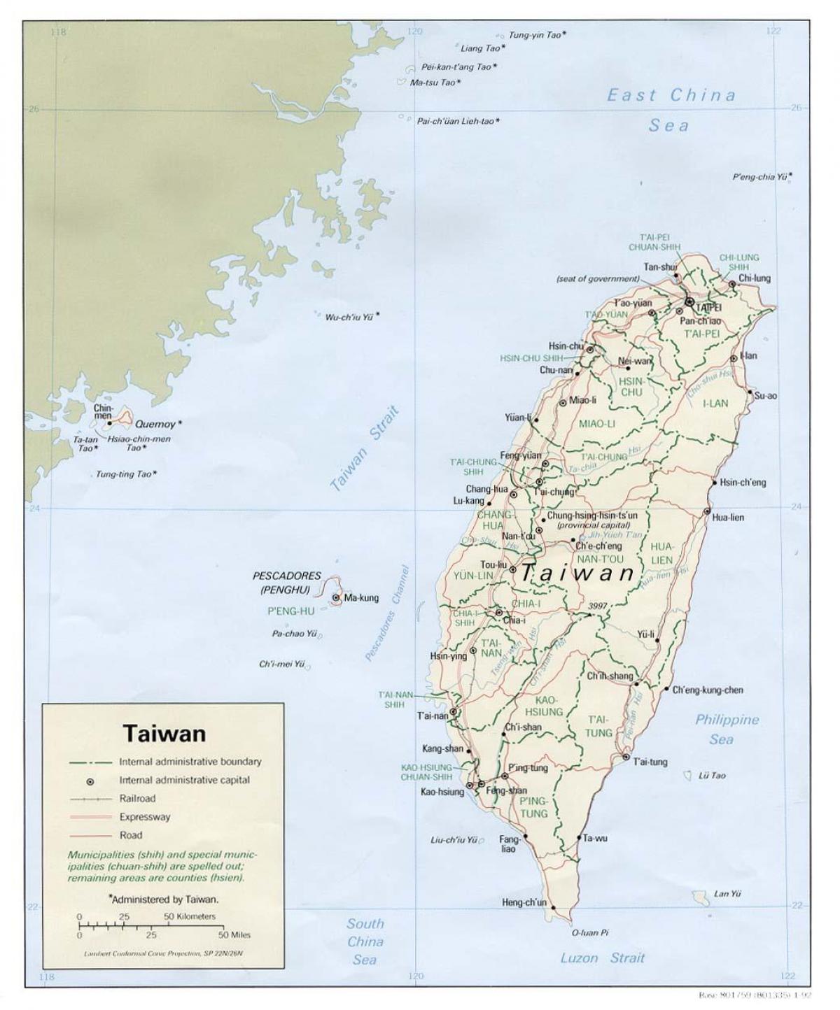 Taiwan geografi kart