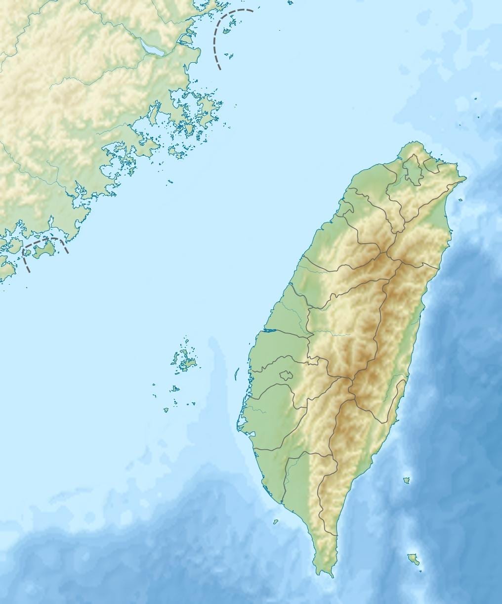 Kart over Taiwan høyde