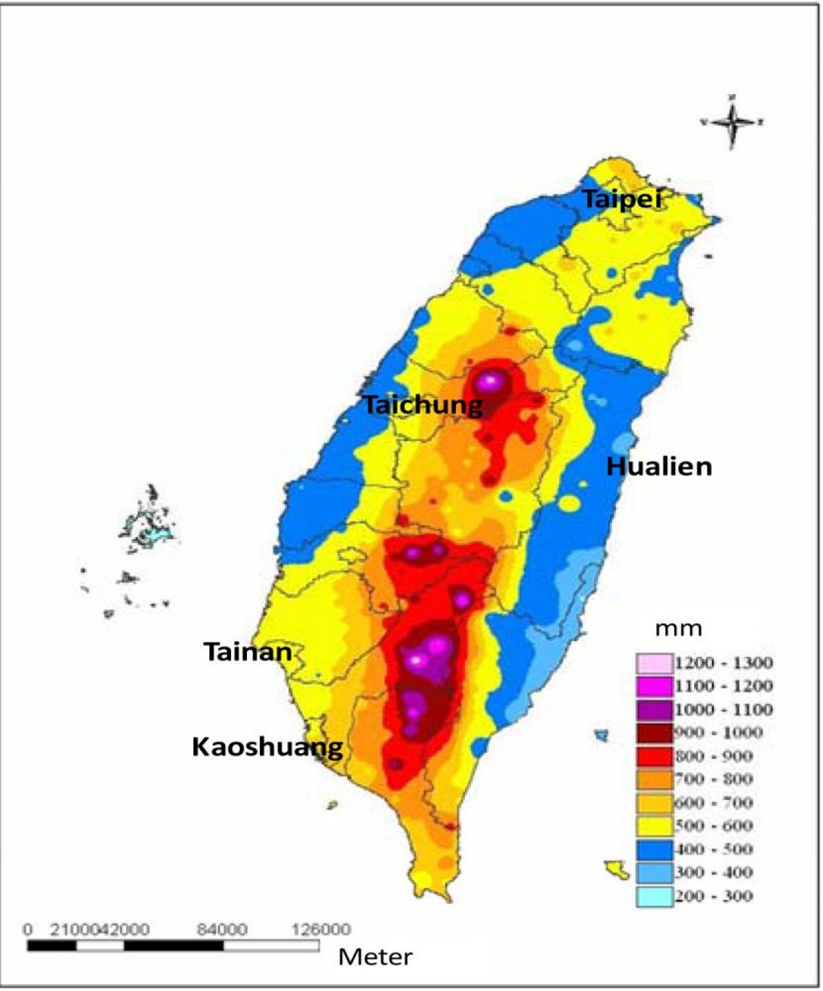 Kart over Taiwan klima