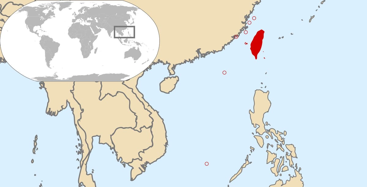 verdenskart som viser Taiwan