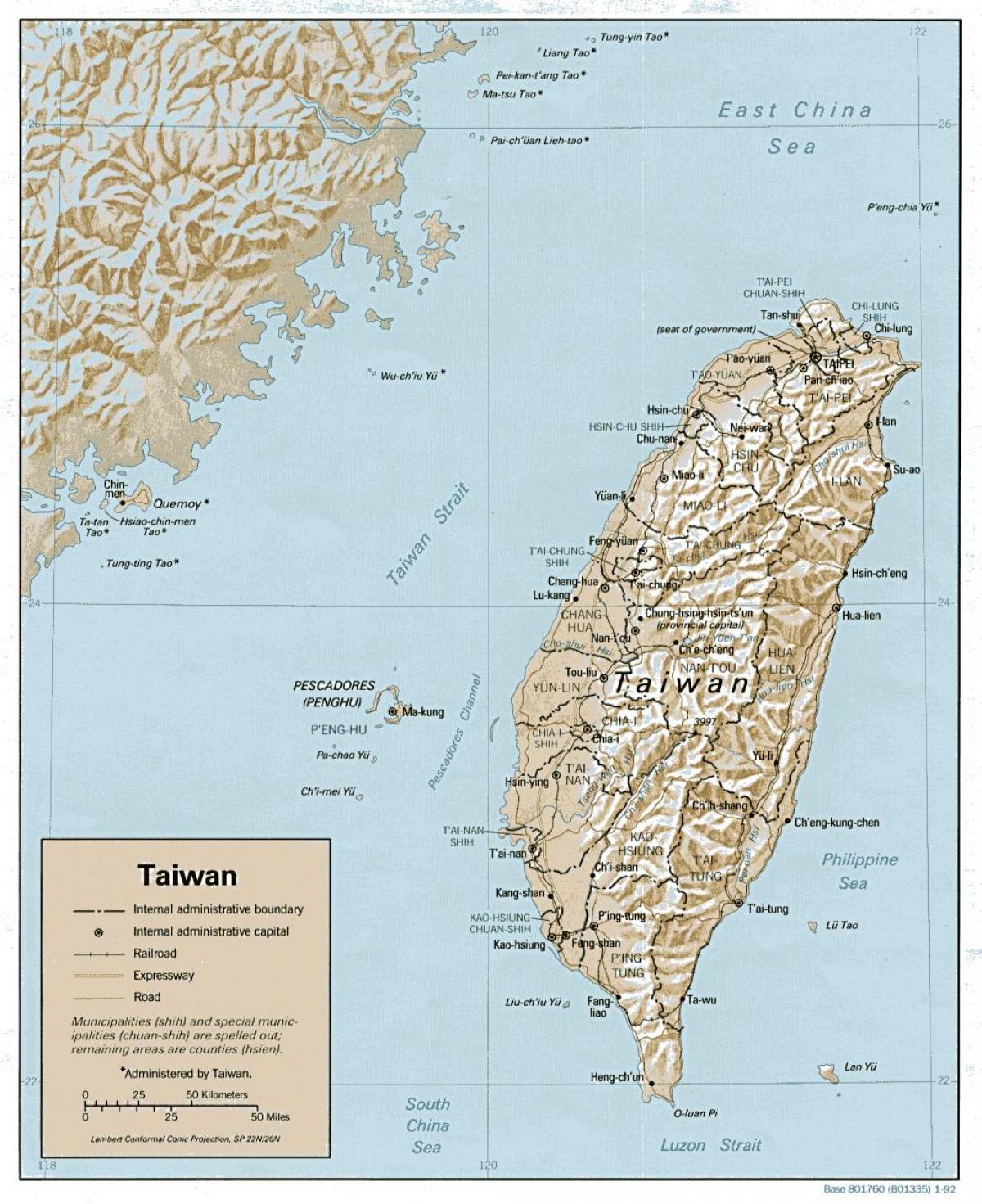 Kart over Taiwan surfe 