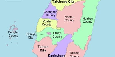 Kart over Taiwan politiske